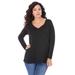 Plus Size Women's Long-Sleeve V-Neck Ultimate Tee by Roaman's in Black (Size 22/24) Shirt