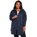 Plus Size Women's Fleece Zip Hoodie Jacket by Roaman's in Navy (Size 5X)