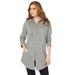 Plus Size Women's Fleece Zip Hoodie Jacket by Roaman's in Medium Heather Grey (Size L)