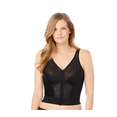 Plus Size Women's Front-Close Lace Wireless Posture Bra 5107565 by Exquisite Form in Black (Size 38 C)