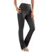 Plus Size Women's Straight-Leg Comfort Stretch Jean by Denim 24/7 by Roamans in Black Denim (Size 20 WP)