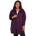 Plus Size Women's Fleece Zip Hoodie Jacket by Roaman's in Dark Berry (Size 4X)