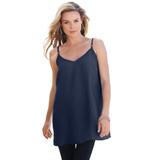 Plus Size Women's V-Neck Cami by Roaman's in Navy (Size 14 W) Top