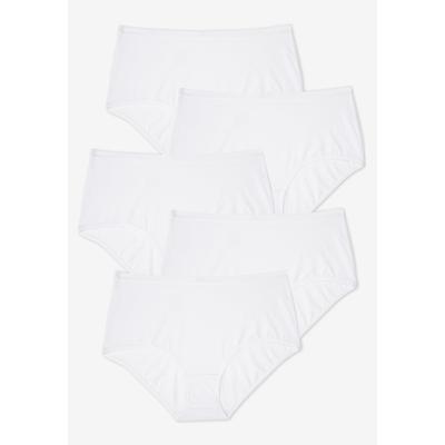 Plus Size Women's Full Coverage Stretch Cotton Brief 5-Pack by Comfort Choice in White Pack (Size 12) Underwear