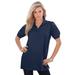 Plus Size Women's Polo Ultimate Tee by Roaman's in Navy (Size 3X) 100% Cotton Shirt