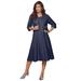 Plus Size Women's Fit-And-Flare Jacket Dress by Roaman's in Navy (Size 22 W) Suit