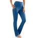 Plus Size Women's Straight-Leg Comfort Stretch Jean by Denim 24/7 in Light Stonewash Sanded (Size 26 WP)