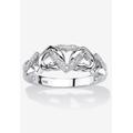 Women's Platinum & Silver Promise Ring with Diamond-Accent by PalmBeach Jewelry in White (Size 5)