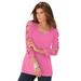 Plus Size Women's Lattice-Sleeve Ultimate Tee by Roaman's in Vintage Rose (Size 30/32) Shirt