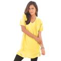 Plus Size Women's Short-Sleeve V-Neck Ultimate Tunic by Roaman's in Lemon Mist (Size 5X) Long T-Shirt Tee