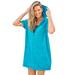 Plus Size Women's Hooded Terry Swim Cover Up by Swim 365 in Blue Sea (Size 22/24) Swimsuit Cover Up