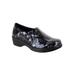 Extra Wide Width Women's Tiffany Flats by Easy Street in Black Silver Patent (Size 9 WW)