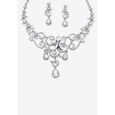 Women's Silver Tone Swirl and Flower Bib Necklace ...