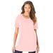 Plus Size Women's Crewneck Ultimate Tee by Roaman's in Soft Blush (Size 2X) Shirt