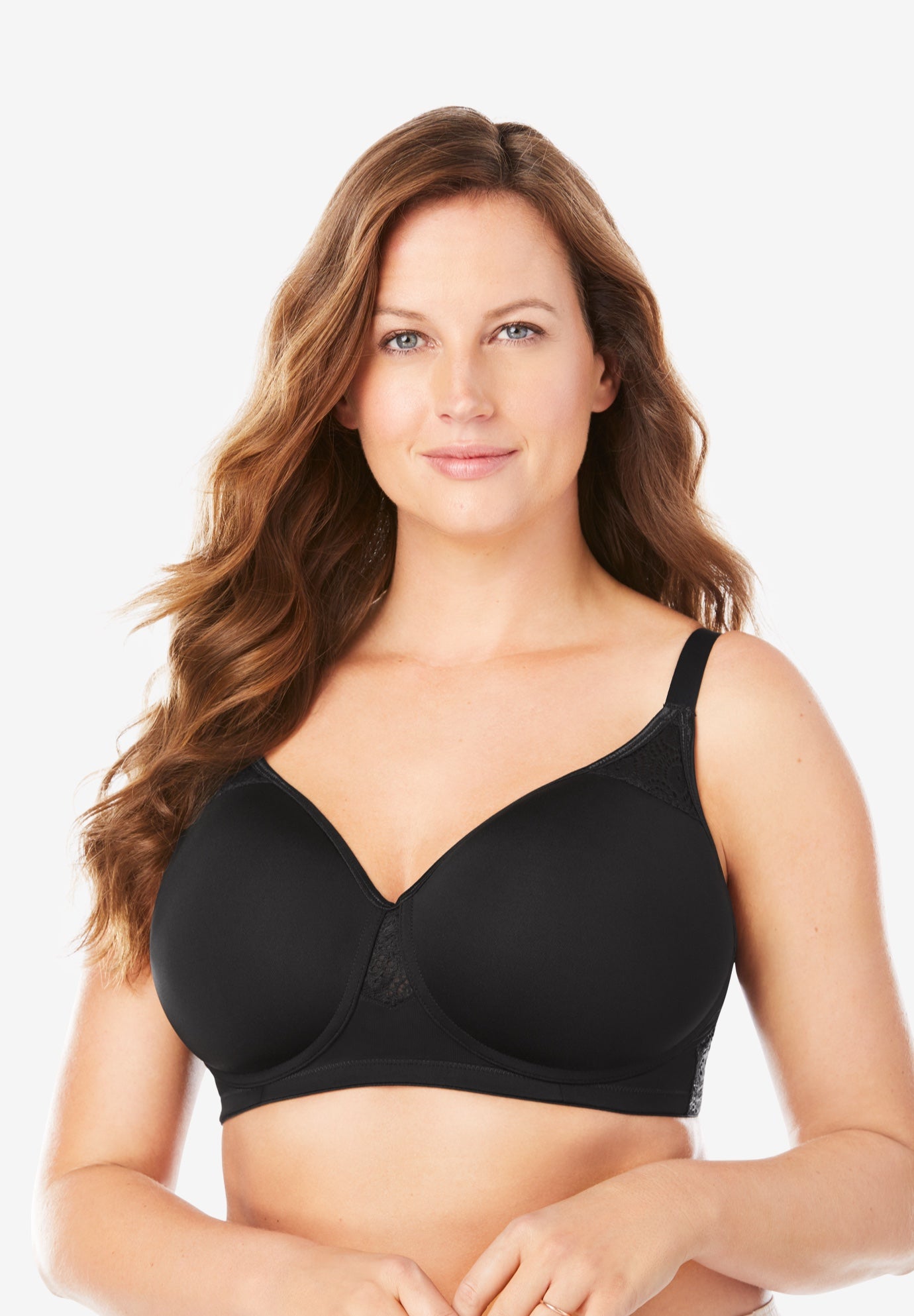 Plus Size Women's Stay-Cool Wireless Wicking T-Shirt Bra by Comfort Choice in Black (Size 44 DD)