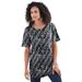 Plus Size Women's Crewneck Ultimate Tee by Roaman's in Black Textured Animal (Size 6X) Shirt