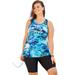 Plus Size Women's Longer-Length Racerback Tankini Top by Swim 365 in Blue Abstract (Size 18)