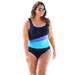 Plus Size Women's Colorblock One-Piece by Swim 365 in Navy Blue Sea (Size 18) Swimsuit