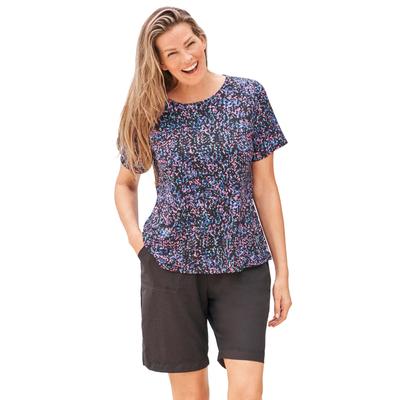 Plus Size Women's The Swim Tee by Swim 365 in Black Confetti (Size 30/32) Rash Guard