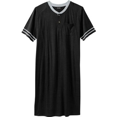 Men's Big & Tall Short-Sleeve Henley Nightshirt by KingSize in Black (Size 9XL/0XL) Pajamas