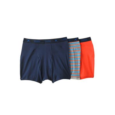 Men's Big & Tall Hanes® FreshIQ® X-Temp® ComfortCool® Boxer Briefs 3-Pack by Hanes in Orange Navy Multi (Size 7XL)