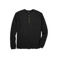 Men's Big & Tall Waffle-Knit Thermal Henley Tee by KingSize in Black (Size 2XL) Long Underwear Top