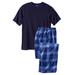 Men's Big & Tall Jersey Knit Plaid Pajama Set by KingSize in Navy Plaid (Size 7XL) Pajamas