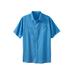 Men's Big & Tall Short-Sleeve Linen Shirt by KingSize in Pacific Blue (Size 6XL)