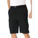 Men's Big & Tall 10" Side Elastic Canyon Cargo Shorts by KingSize in Black (Size 52)