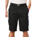 Men's Big & Tall 12" Side Elastic Cargo Short with Twill Belt by KingSize in Black (Size 2XL)
