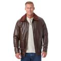 Men's Big & Tall Leather Flight Bomber Jacket by KingSize in Brown (Size 4XL)