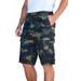 Men's Big & Tall 10" Side Elastic Canyon Cargo Shorts by KingSize in Olive Camo (Size 42)