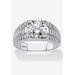 Men's Big & Tall Platinum-Plated Cubic Zirconia Watchband Ring by PalmBeach Jewelry in Platinum (Size 10)