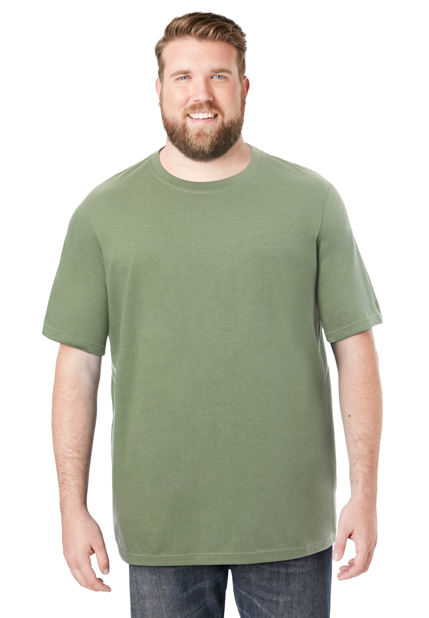 Men’s Big & Tall Heavyweight Jersey Crewneck T-Shirt by Boulder Creek in Heather Moss (Size XL)