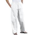 Men's Big & Tall Elastic Waist Gauze Cotton Pants by KS Island in White (Size 2XL)