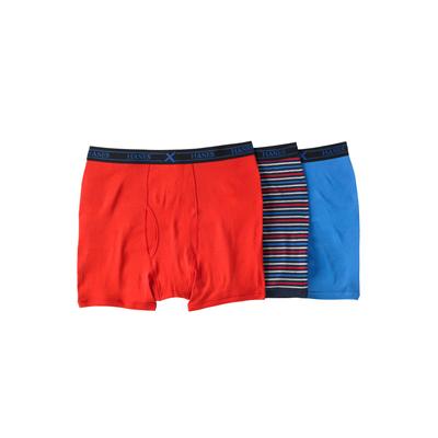 Men's Big & Tall Hanes® FreshIQ® X-Temp® ComfortCool® Boxer Briefs 3-Pack by Hanes in Blue Red Multi (Size 8XL)