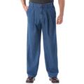 Men's Big & Tall Relaxed Fit Comfort Waist Pleat-Front Expandable Jeans by KingSize in Stonewash (Size 48 38)