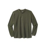 Men's Big & Tall Waffle-Knit Thermal Henley Tee by KingSize in Heather Olive (Size 6XL) Long Underwear Top