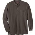 Men's Big & Tall Thermal Pocket Longer-Length Henley by Boulder Creek® in Heather Brown (Size 8XL) Long Underwear Top