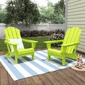 Three Posts™ Marciano Adirondack Set, Stainless Steel in Green | 34.5 H x 29.5 W x 34.25 D in | Wayfair 97CC5FA48F2E4A80933F97A8D50F916B