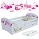 MEBLEX Children Toddler Bed for Kids White with Drawers & Safety Foam Mattress 140x70cm Children Sleeping Bedroom Furniture with MDF Full Bed Frame with Built-in Headboard (Hearts White, 140x70cm)