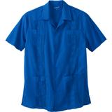 Men's Big & Tall KS Island™ Short-Sleeve Guayabera Shirt by KS Island in Santorini Blue (Size 3XL)