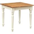 Table non extensible champêtre en bois massif de tilleul avec structure antique blanche et plateau