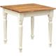 Table non extensible champêtre en bois massif de tilleul avec structure antique blanche et plateau