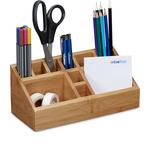 Organiseur de bureau bambou 10 compartiments distributeur fournitures bureau HxlxP: 10 x 23 x 10