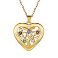 925 Sterling Silver Personalised Heart Family Tree of Life Necklace with Choice of Birthstone Setting 18K Gold Plated Custom Engraving Name 5 Five Birthstone Love Heart Tree Pendant Necklace for Women