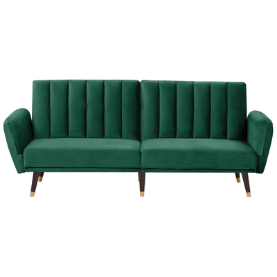 Schlafsofa Smaragdgrün Samtstoff mit 3-fach verstellbarer Rückenlehne Schlaffunktion 3-Sitzer Sofa Glamour Stil