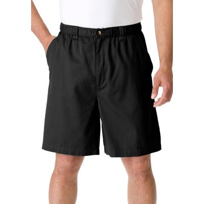 Men's Big & Tall Knockarounds® 8" Full Elastic Plain Front Shorts by KingSize in Black (Size 4XL)