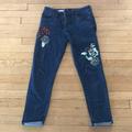 Anthropologie Jeans | Anthropologie Dark Wash Embroidered Boyfriend Jean | Color: Blue | Size: 26