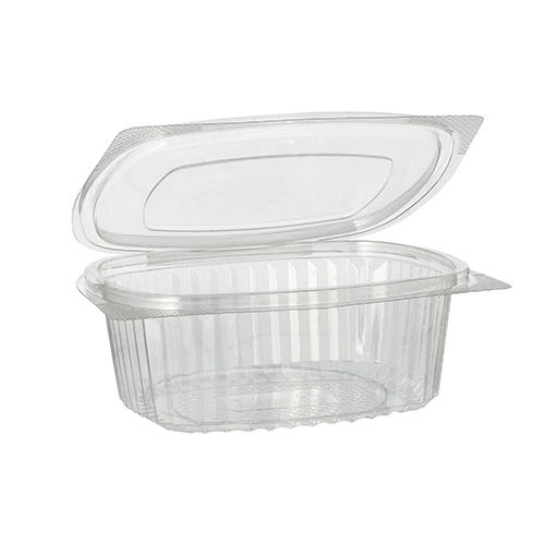 Starpak 450 Feinkost- und Salatschalen mit Klappdeckel, R-PET oval 500 ml 5,5 cm x 12,4 cm x 15 cm klar Image